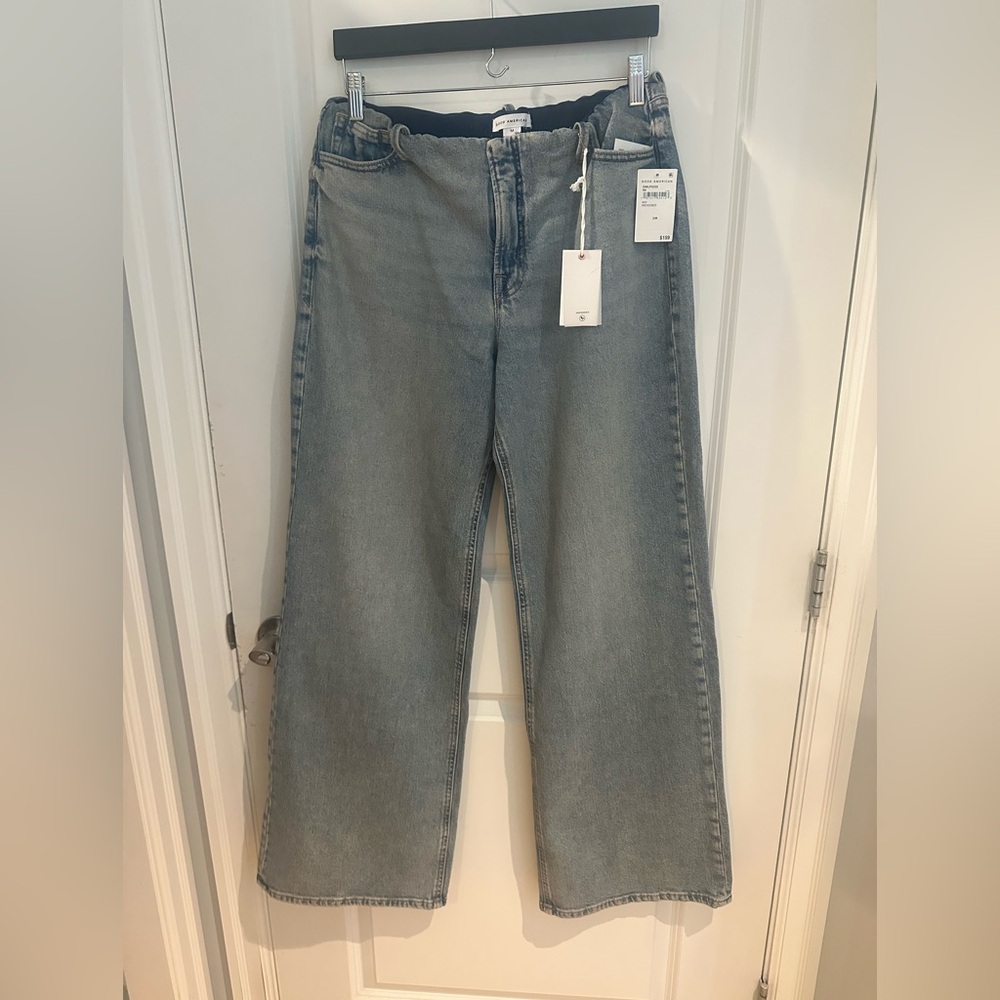 Good American Light Blue Wide Leg Jeans